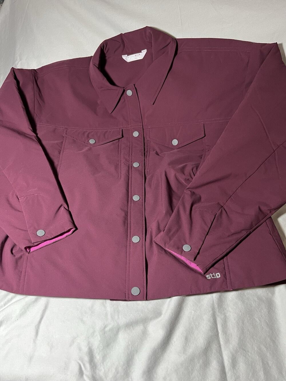 STIO Women’s Snap Front Jacket Burgundy Insulated Snap Shirt NWT $229